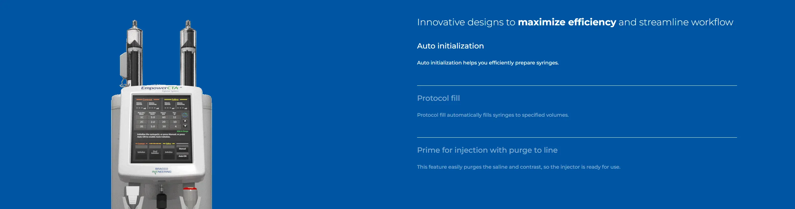 EmpowerCTA+ injector workflow page, step one of the guided sequence