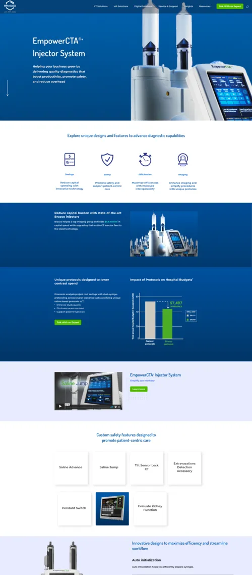 EmpowerCTA+ Injector System product page on the Bracco SmartInject site